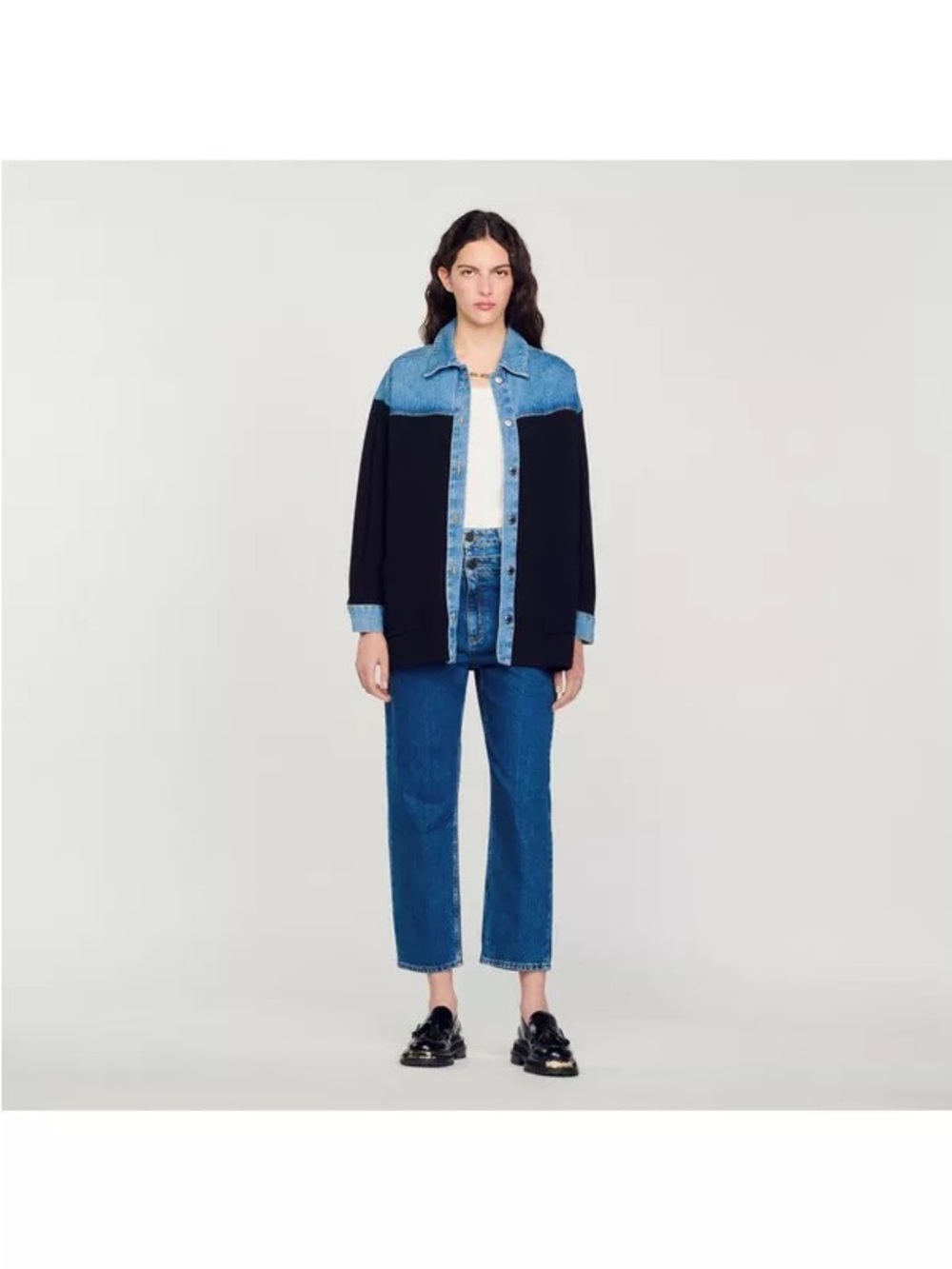 Sandro mixed material cardi coat